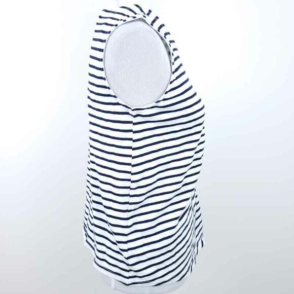 Mello Day Stripe Sleeveless Shirt Tank Black Sz 6 Shirt Ruched Side Casual Work - Picture 6 of 8